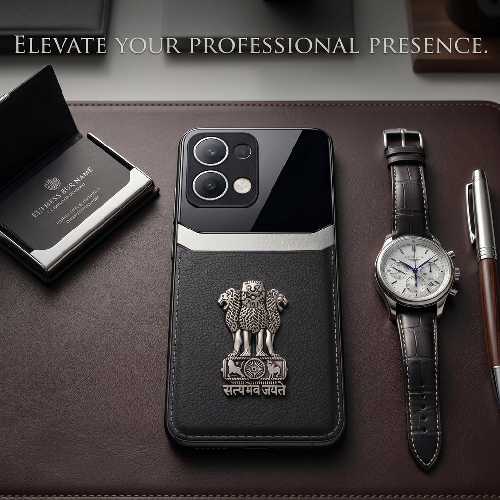 Oppo Reno 13 5G Satyamev Jayate 3D Metal Leather Back Case