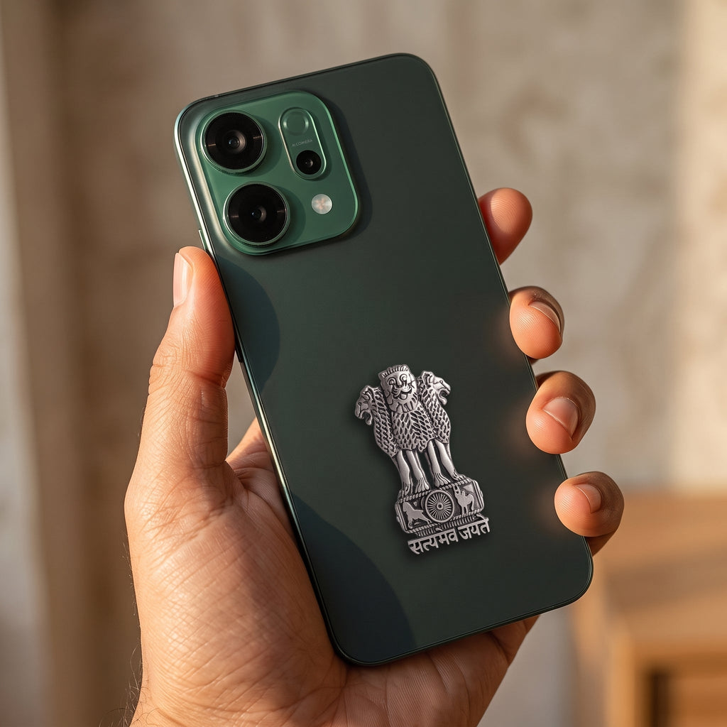 Oppo Reno 14 5G Compatible Satyamev Jayate 3D Metal Emblem Sticker