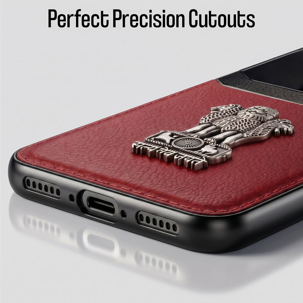 Oppo Reno 13 5G Satyamev Jayate 3D Metal Leather Back Case