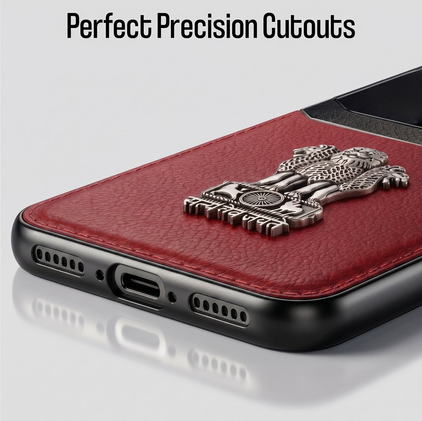 Oppo Reno 13 5G Satyamev Jayate 3D Metal Leather Back Case