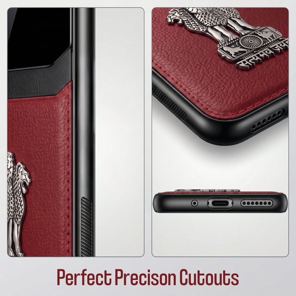Oppo Reno 13 5G Satyamev Jayate 3D Metal Leather Back Case