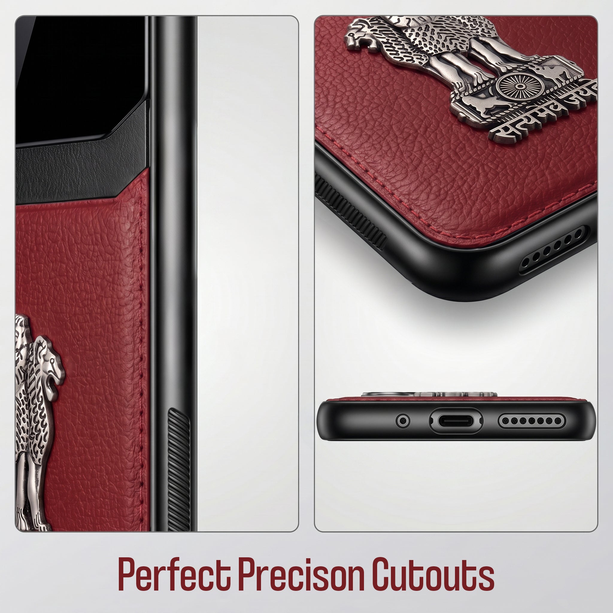 Oppo Reno 13 5G Satyamev Jayate 3D Metal Leather Back Case