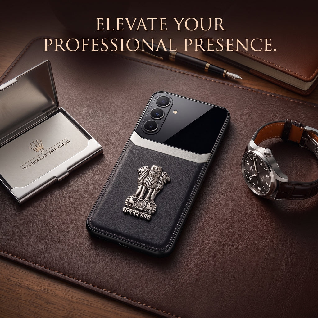 Samsung Galaxy A16 5G Satyamev Jayate 3D Metal Leather Back Case