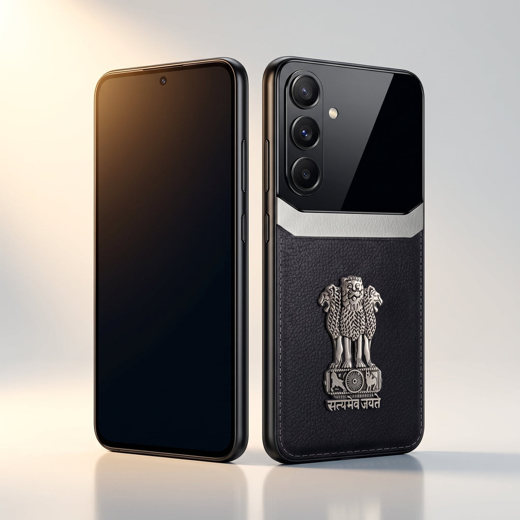 Samsung Galaxy A16 5G Satyamev Jayate 3D Metal Leather Back Case