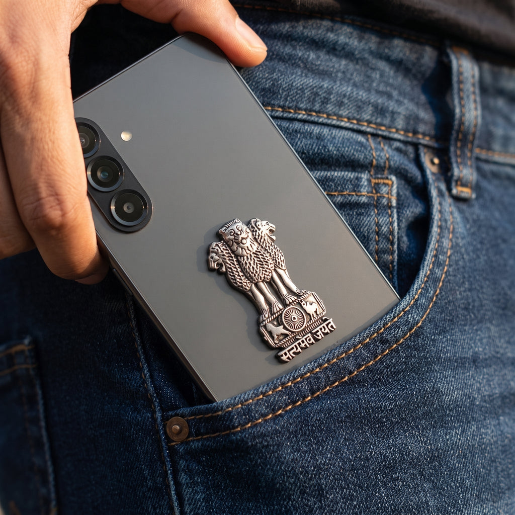 Samsung Galaxy A36 5G Compatible Satyamev Jayate 3D Metal Emblem Sticker