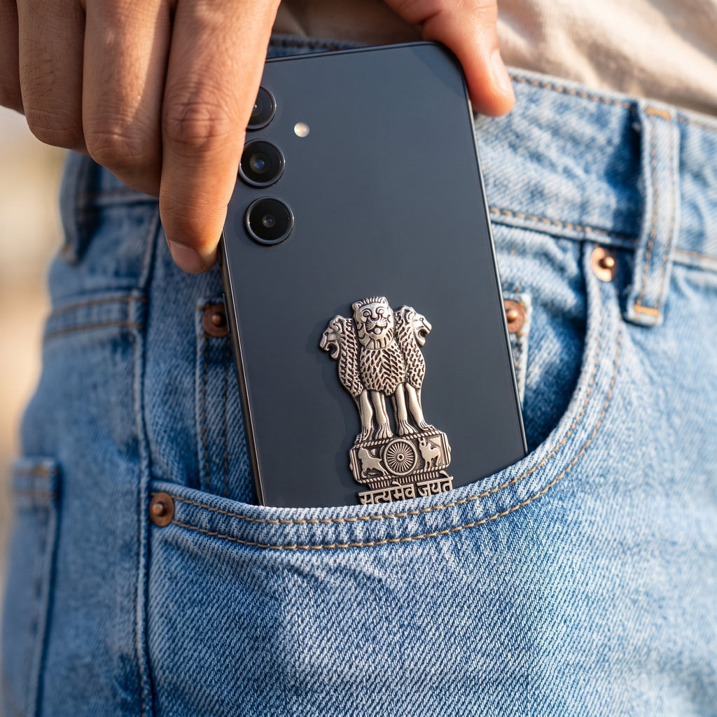 Samsung Galaxy A35 5G Compatible Satyamev Jayate 3D Metal Emblem Sticker