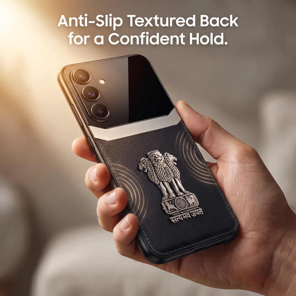 Samsung Galaxy A16 5G Satyamev Jayate 3D Metal Leather Back Case