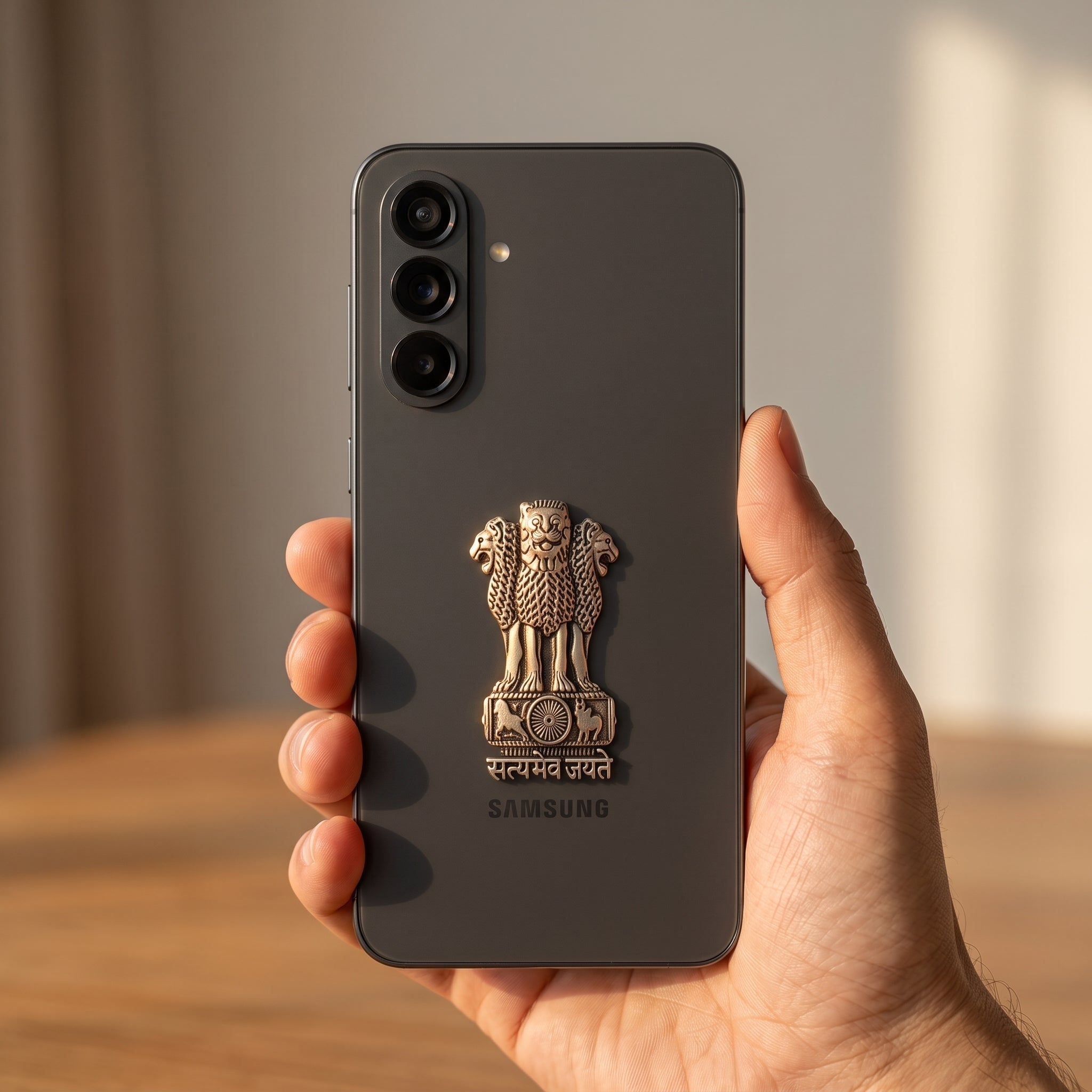 Samsung Galaxy A56 5G Compatible Satyamev Jayate 3D Metal Emblem Sticker