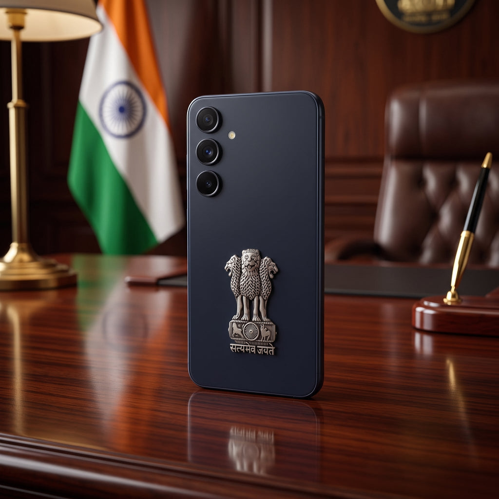 Samsung Galaxy A55 5G Compatible Satyamev Jayate 3D Metal Emblem Sticker