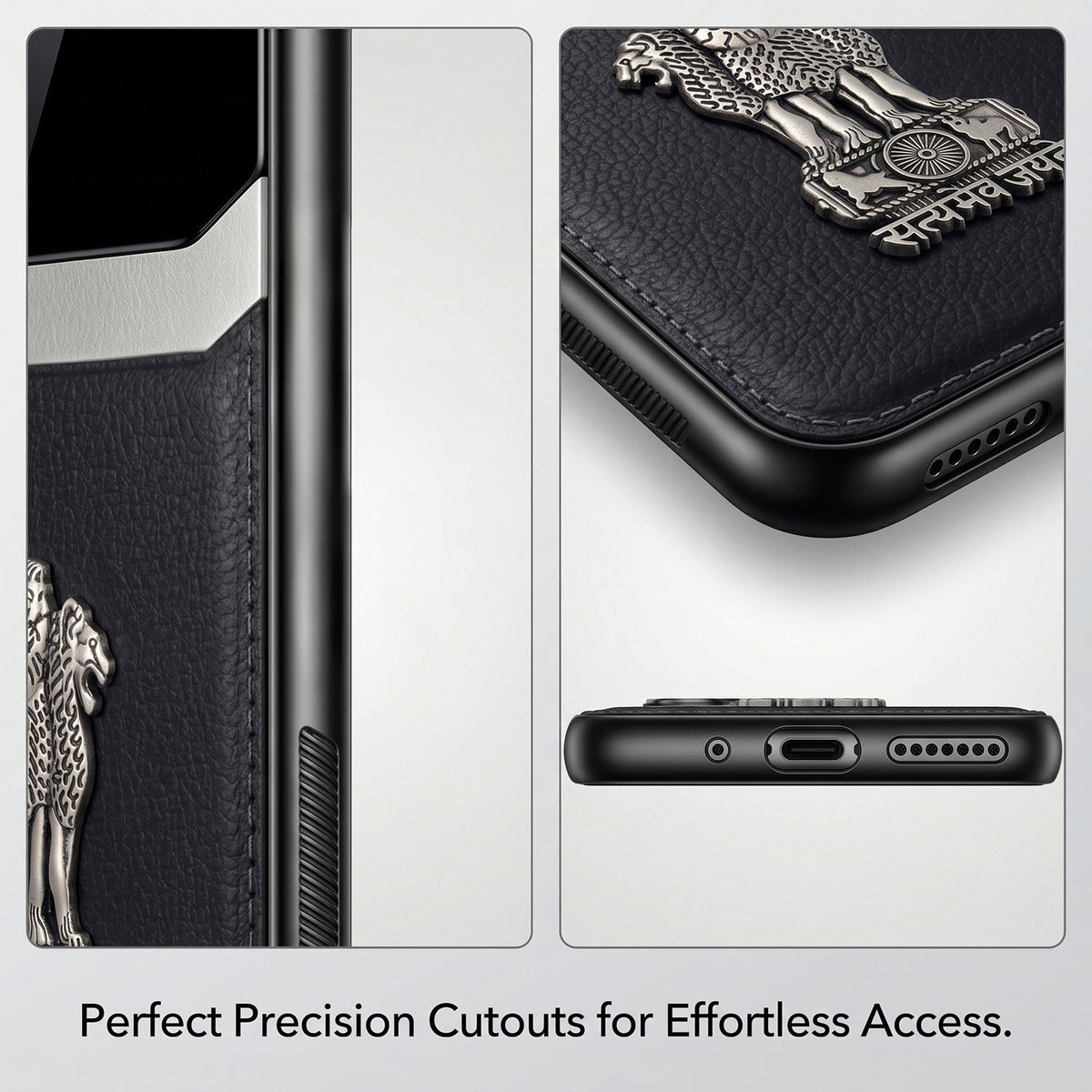 Samsung Galaxy A57 5G Satyamev Jayate 3D Metal Leather Back Case