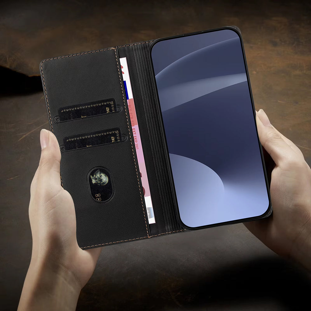 Samsung A56 5G magnetic closure PU leather case with card holder