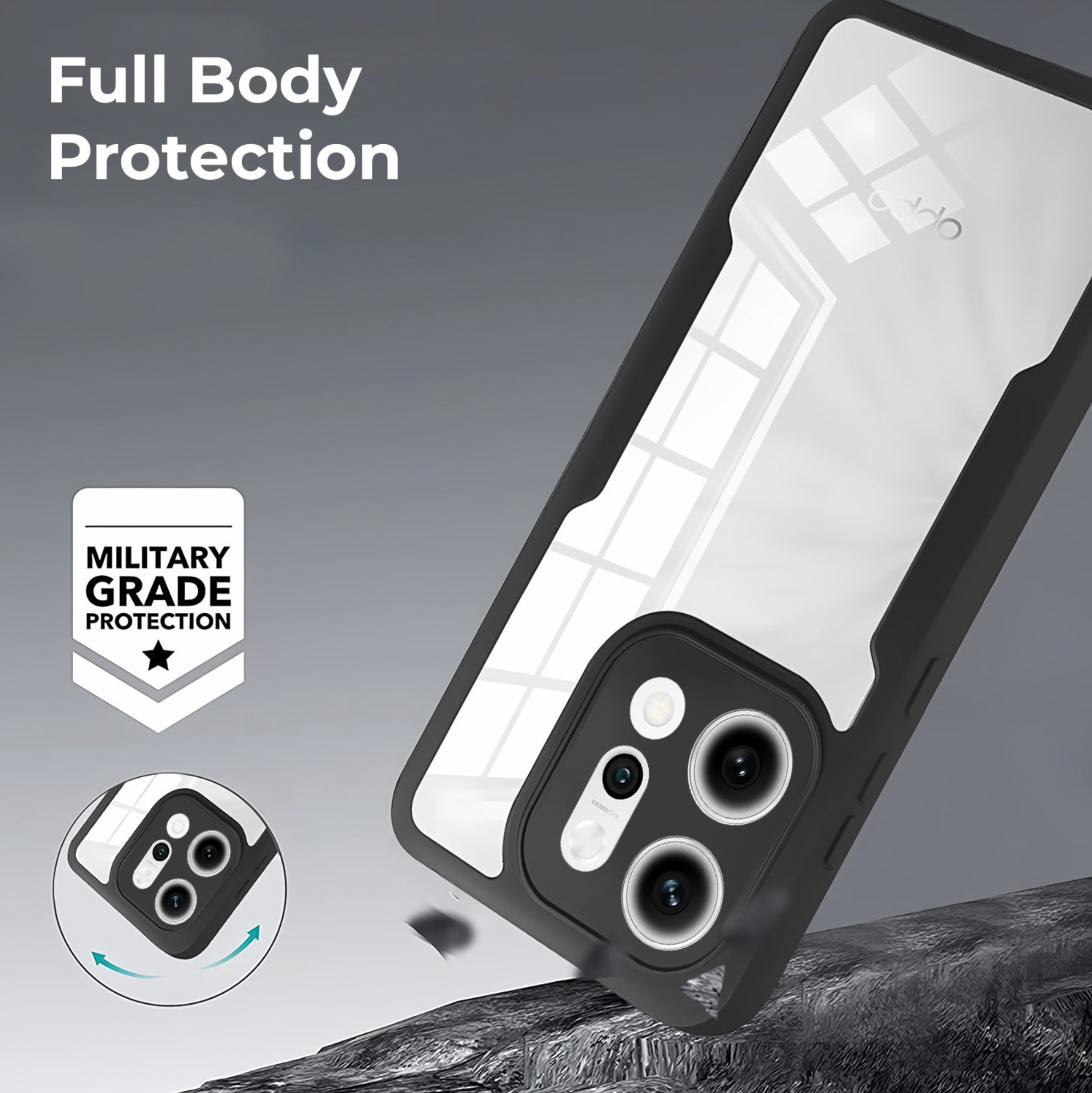 Oppo Reno 14 5G Slim Fit Heavy Duty Shockproof Full Body Protection Case