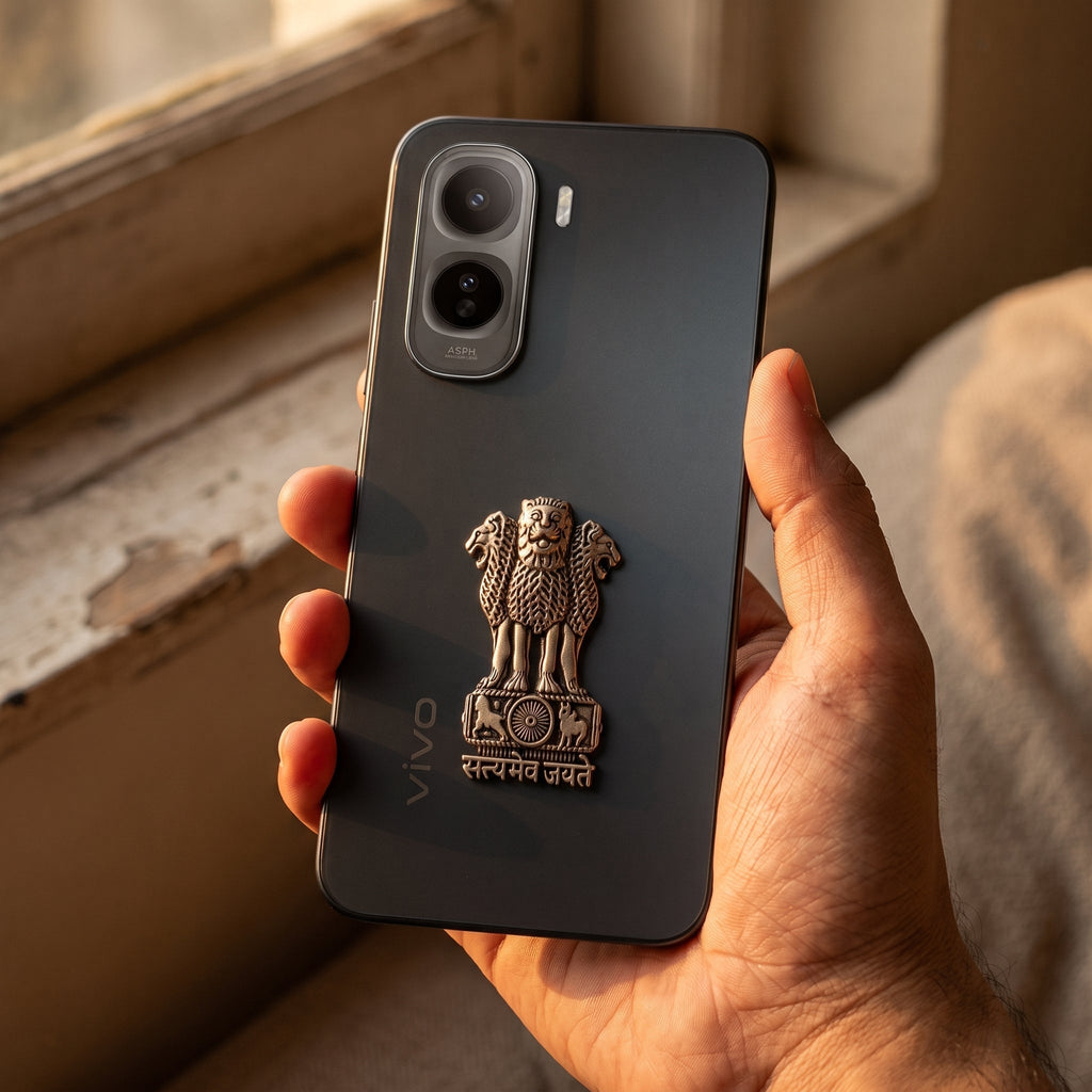 Vivo T5 Pro 5G Compatible Satyamev Jayate 3D Metal Emblem Sticker