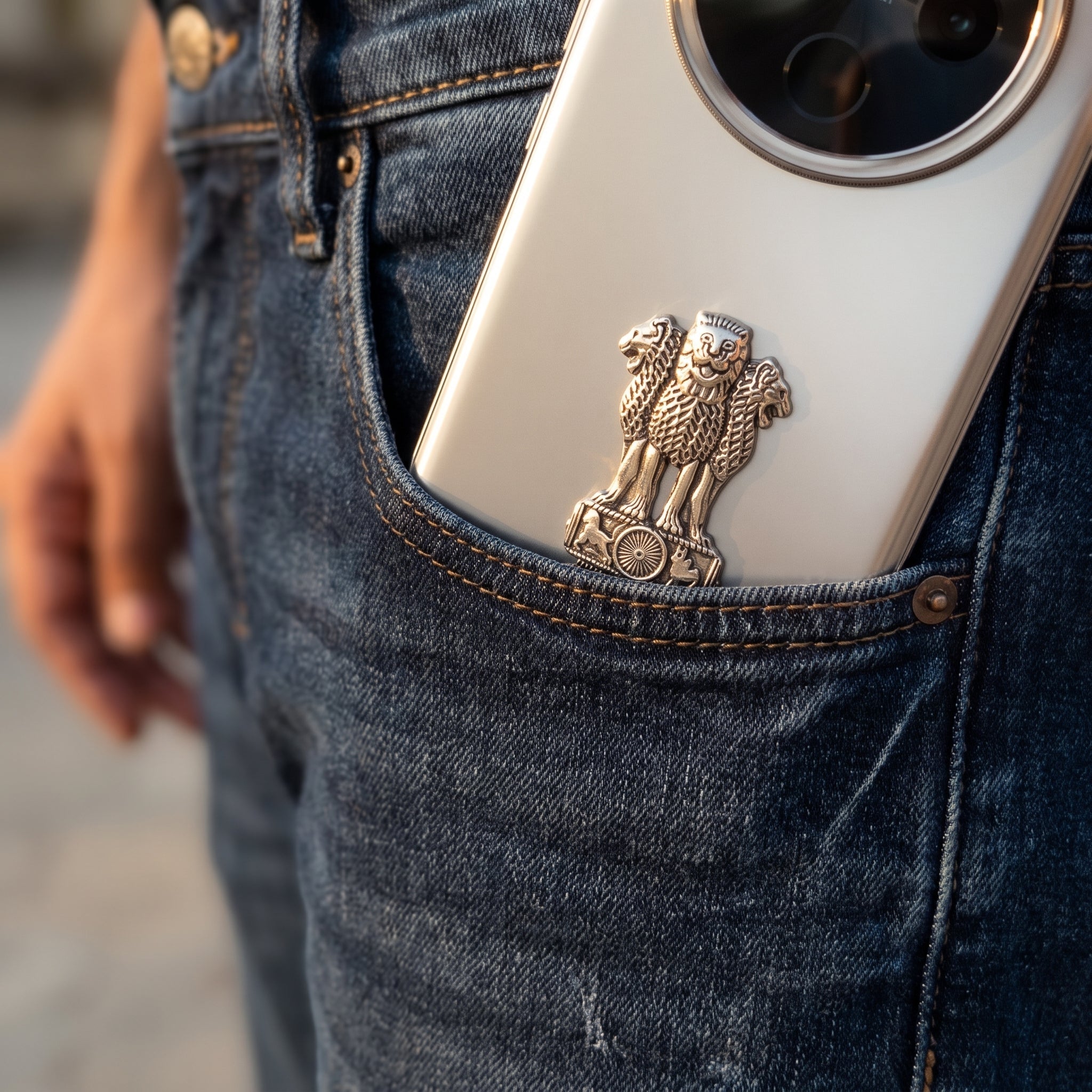 Vivo T4 5G Compatible Satyamev Jayate 3D Metal Emblem Sticker