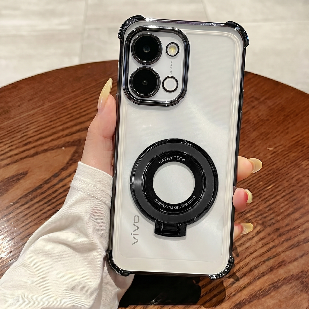 Vivo T5x 5G Original Luxury Magnifier Ring Stand Shockproof Airbags Corner Case