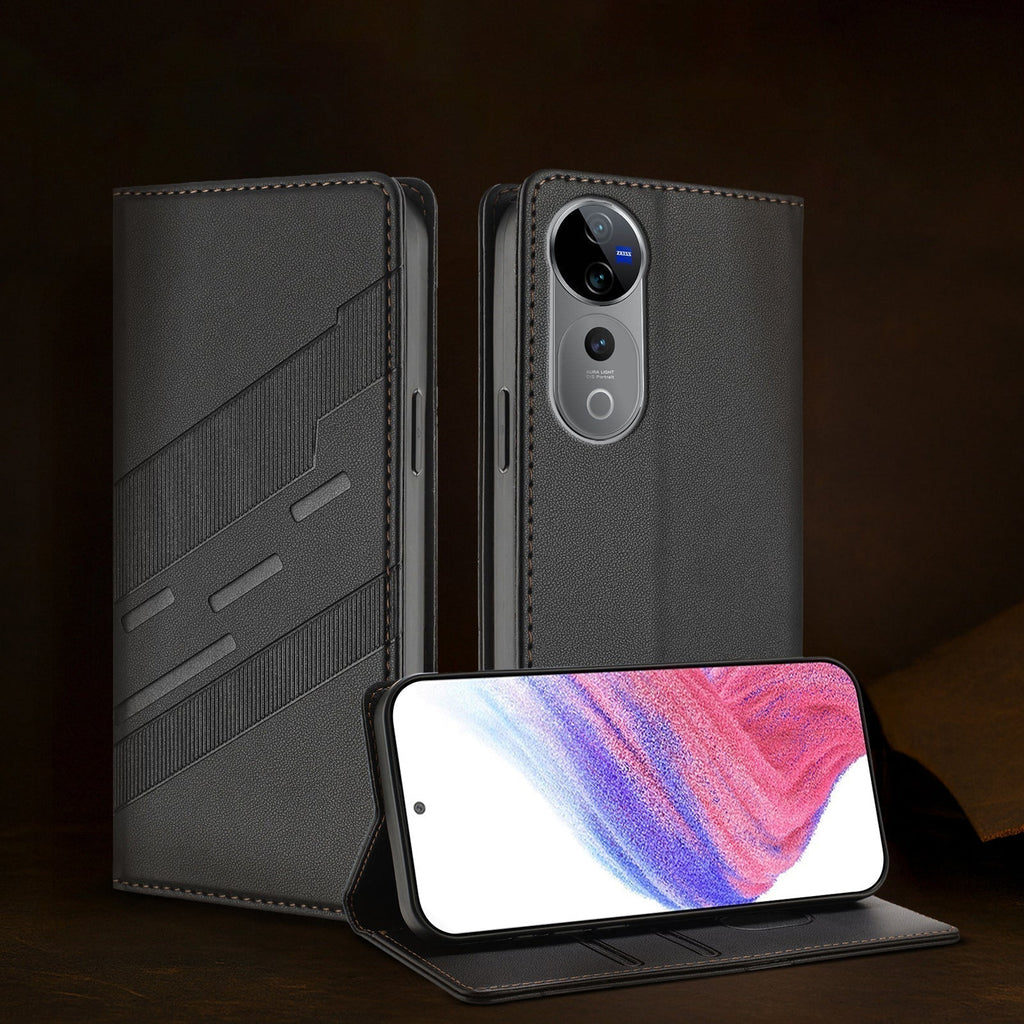 Vivo V40 Pro 5G Retro PU Leather Magnetic Wallet Flip Case with Charm Strap