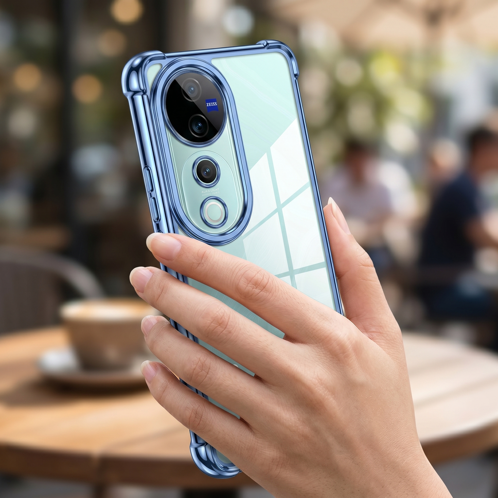 Vivo V40 Pro 5G Anti-Yellow Electroplating Transparent Airbags Case