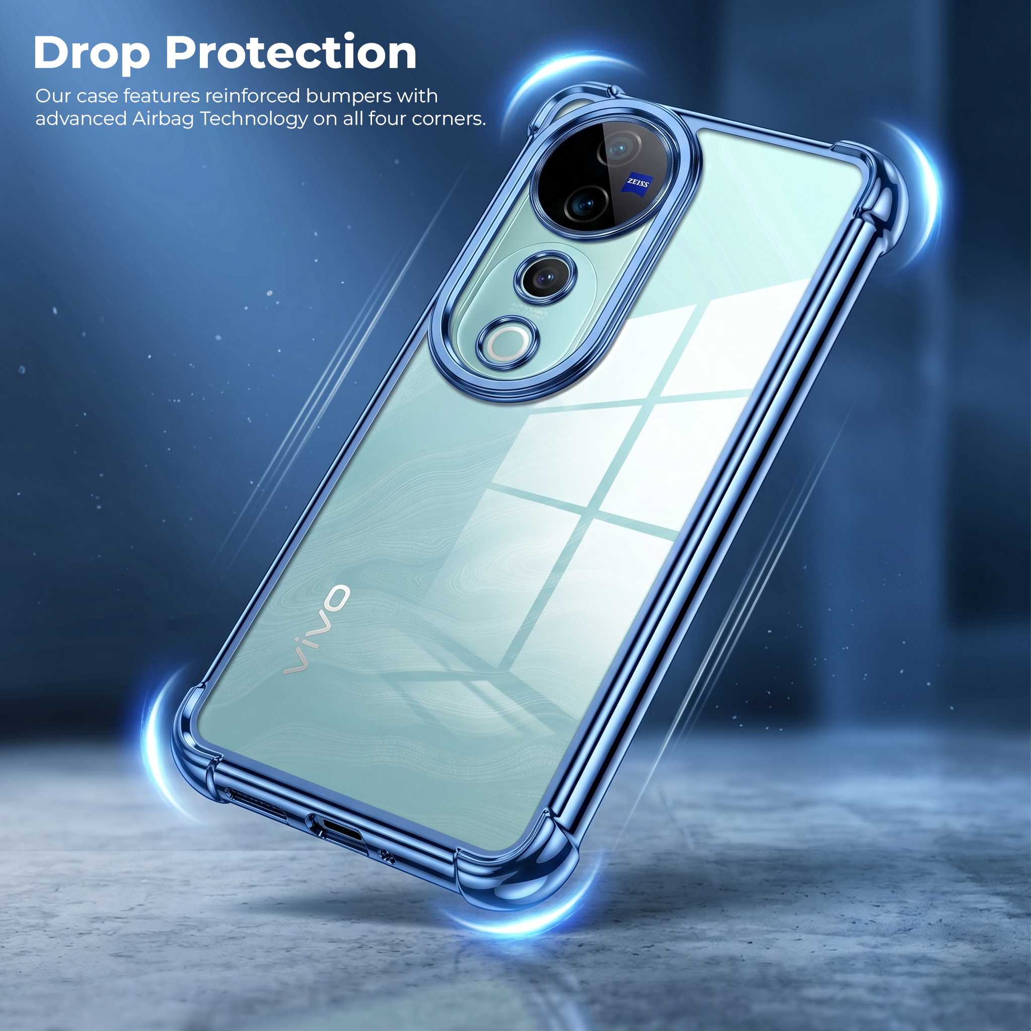 Vivo V40 Pro 5G Anti-Yellow Electroplating Transparent Airbags Case