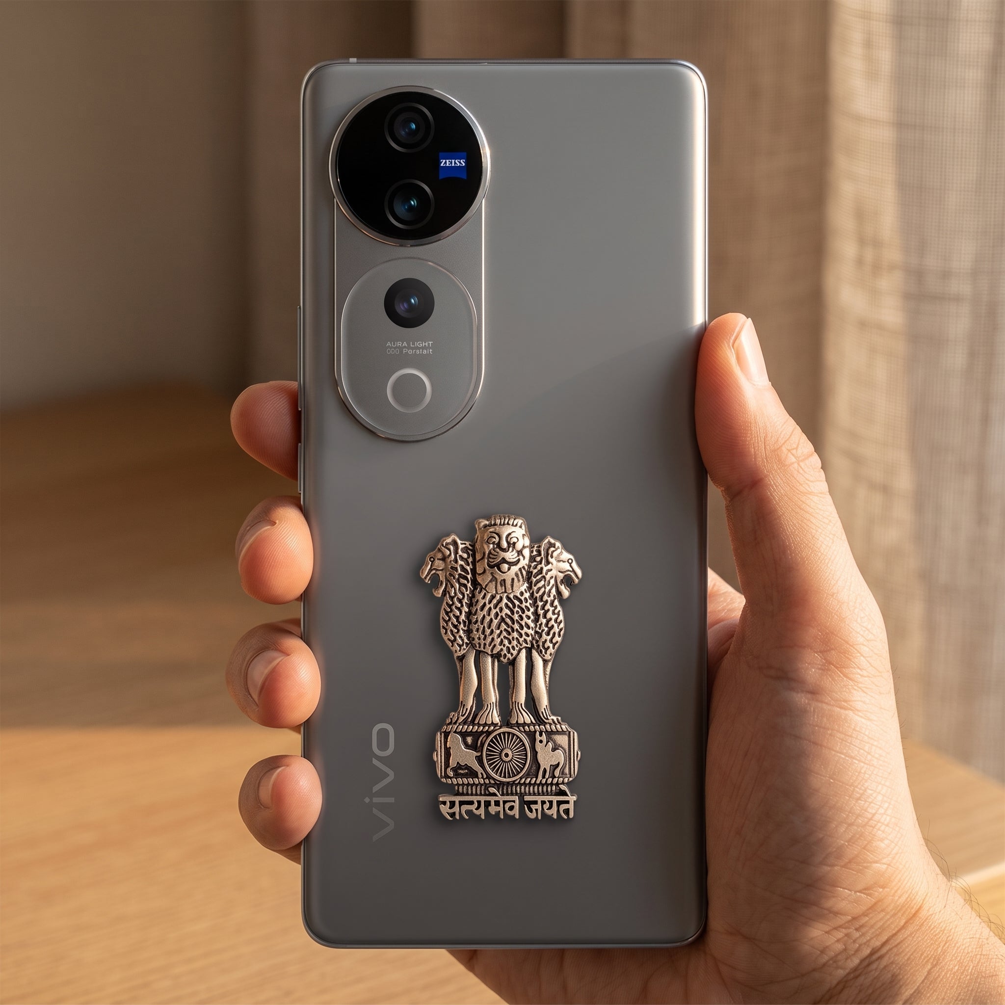 Vivo V40 Pro 5G Compatible Satyamev Jayate 3D Metal Emblem Sticker