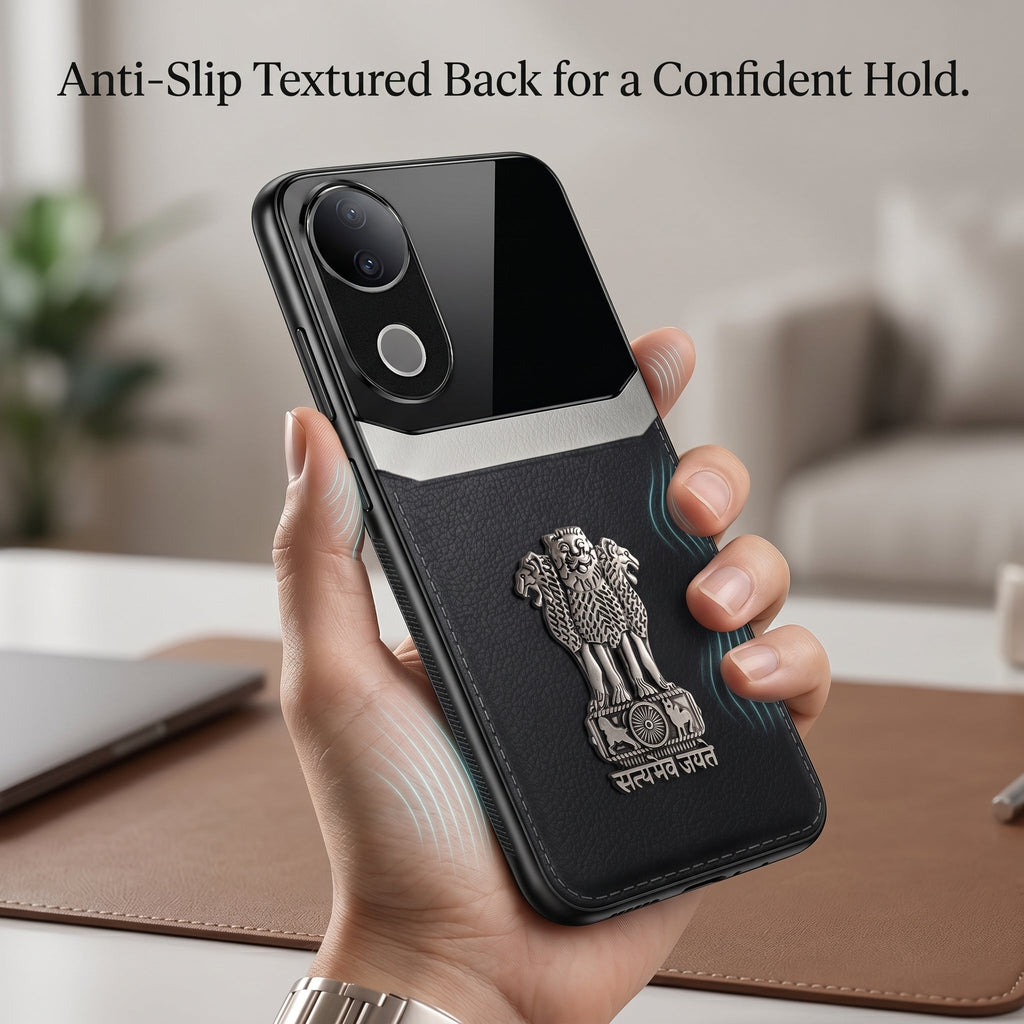 Vivo V50 5G Satyamev Jayate 3D Metal Leather Back Case