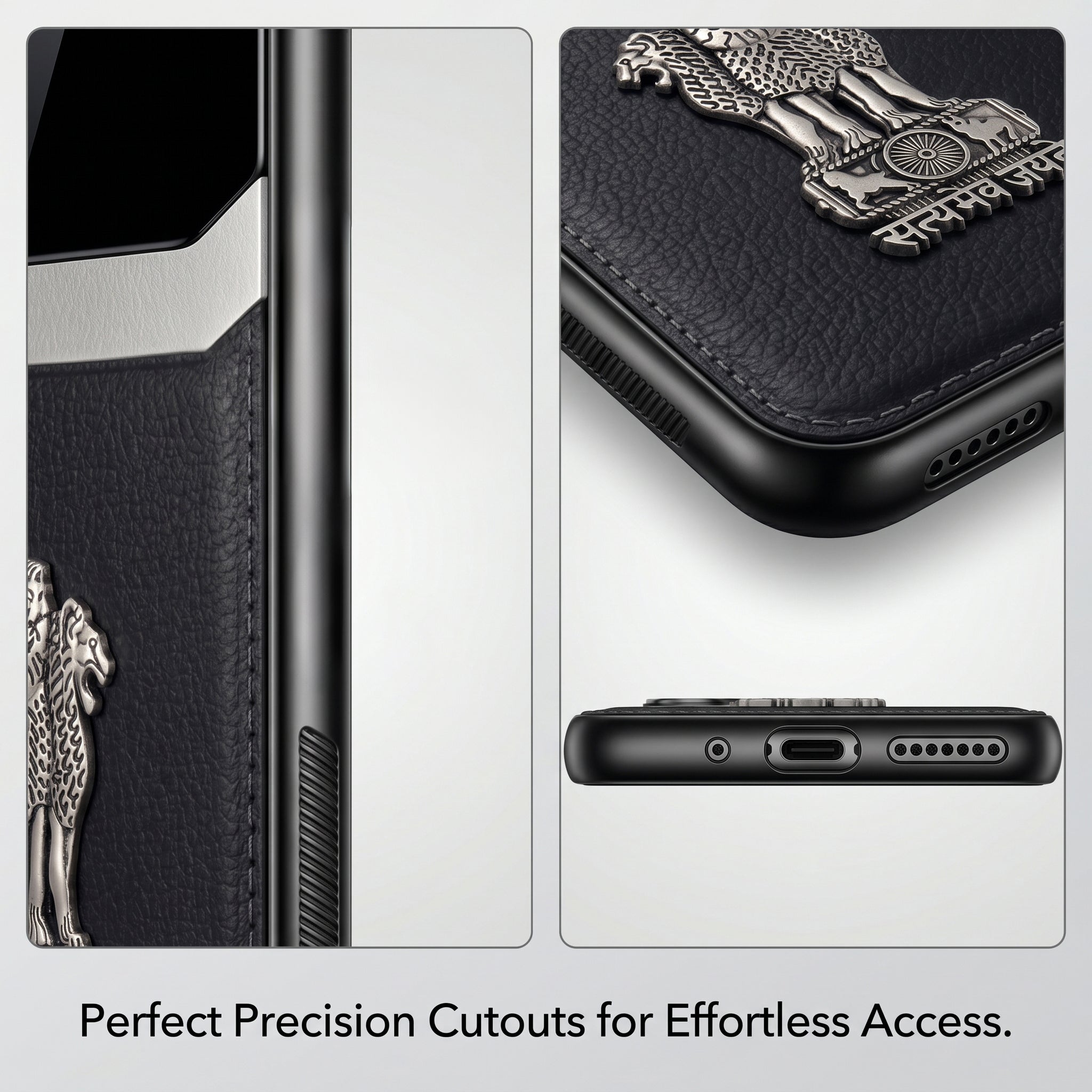 Vivo V50 5G Satyamev Jayate 3D Metal Leather Back Case