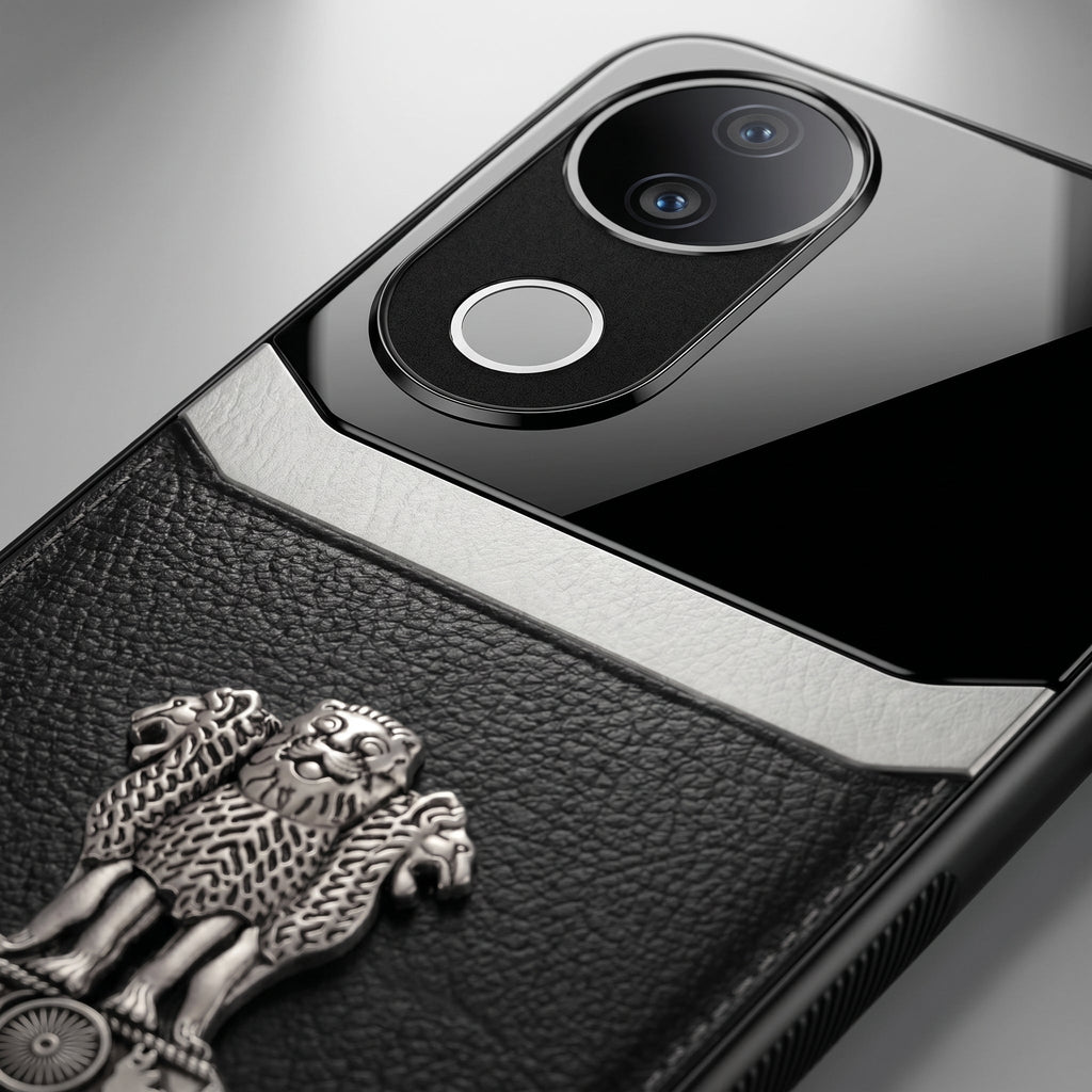 Vivo V50 5G Satyamev Jayate 3D Metal Leather Back Case