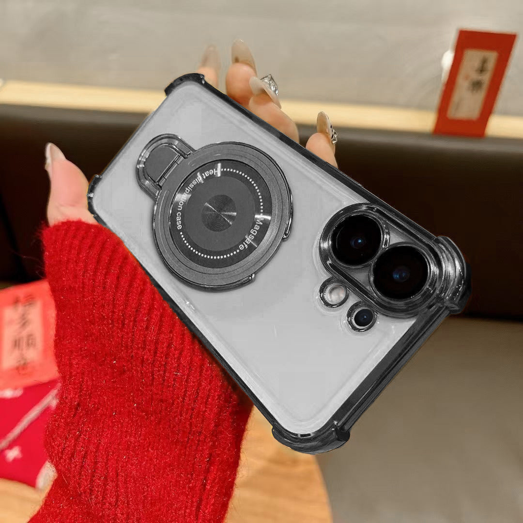 Vivo V60 5G Luxury Four Corner Invincible Bracket Ring Stand Case