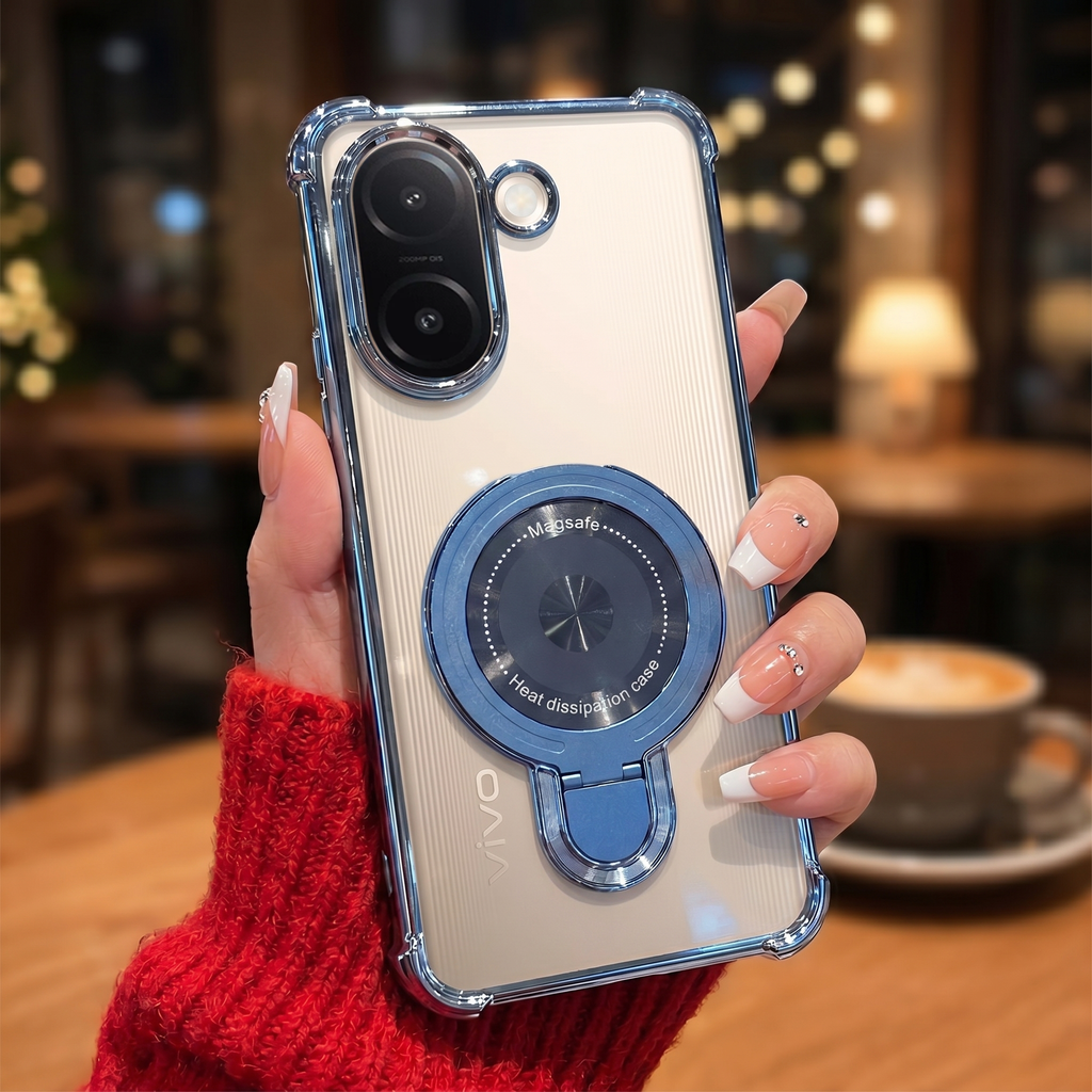 Vivo V60e 5G Luxury Four Corner Invincible Bracket Ring Stand Case