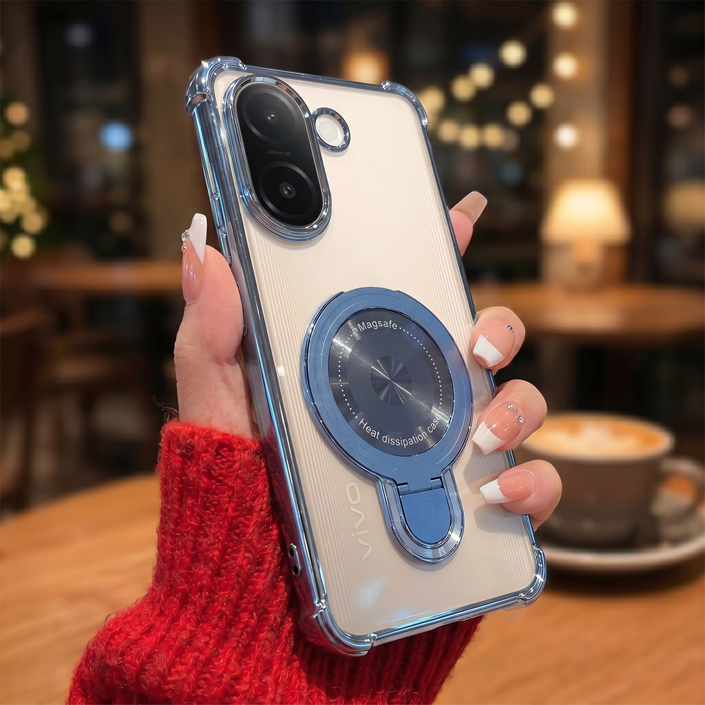 Vivo V60e 5G Luxury Four Corner Invincible Bracket Ring Stand Case