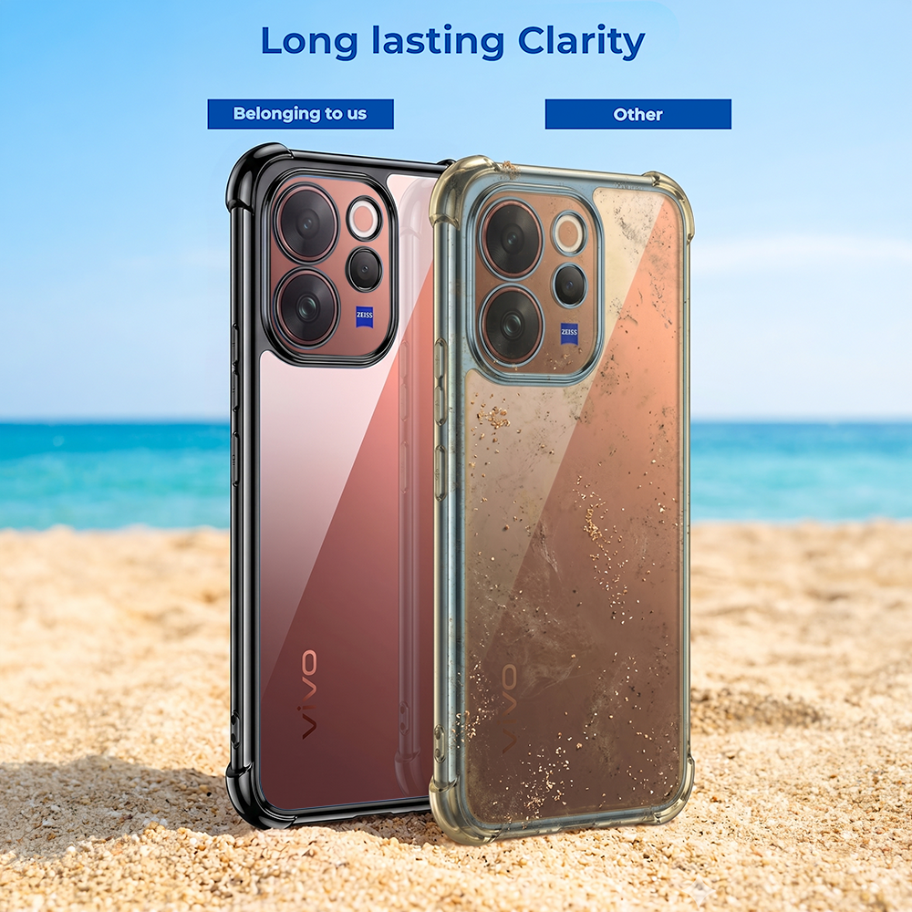 Vivo V70 5G Anti-Yellow Electroplating Transparent Airbags Case