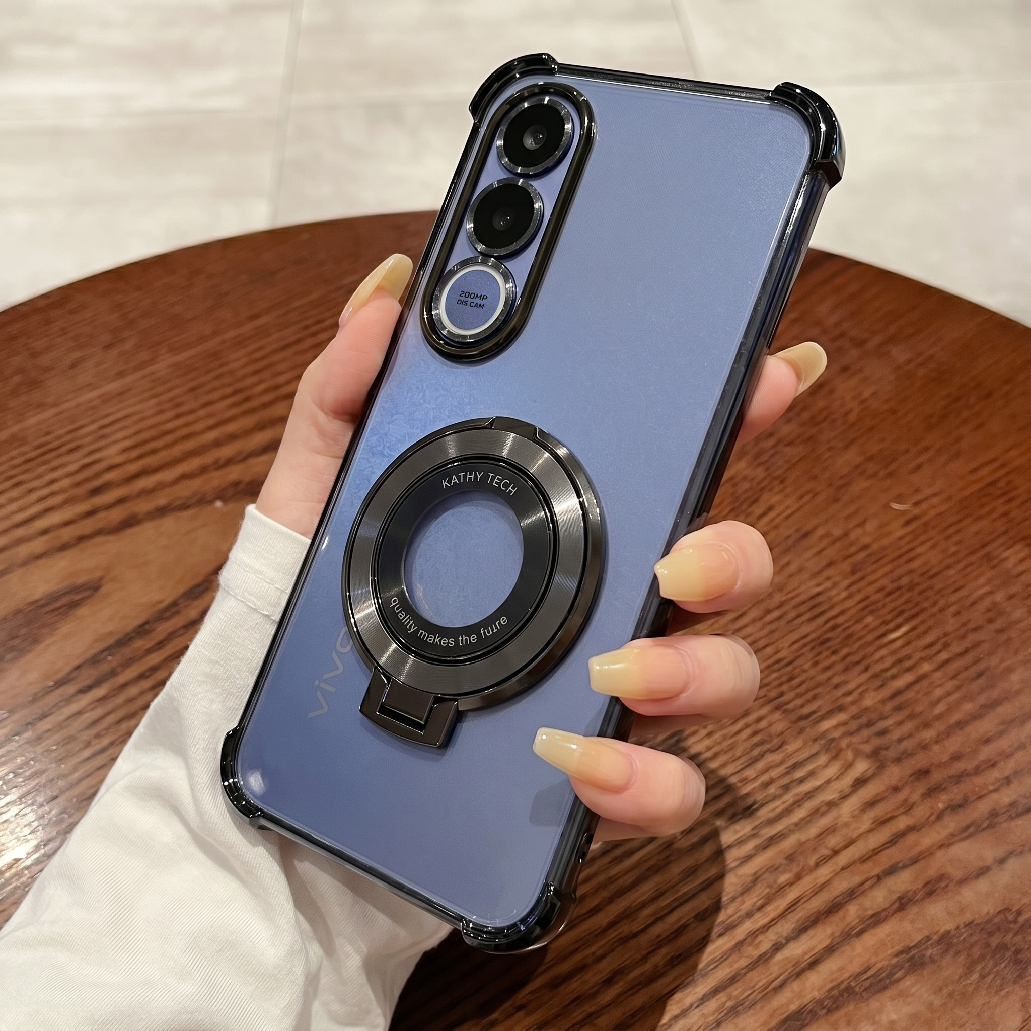 Vivo V70 FE 5G Original Luxury Magnifier Ring Stand Shockproof Airbags Corner Case