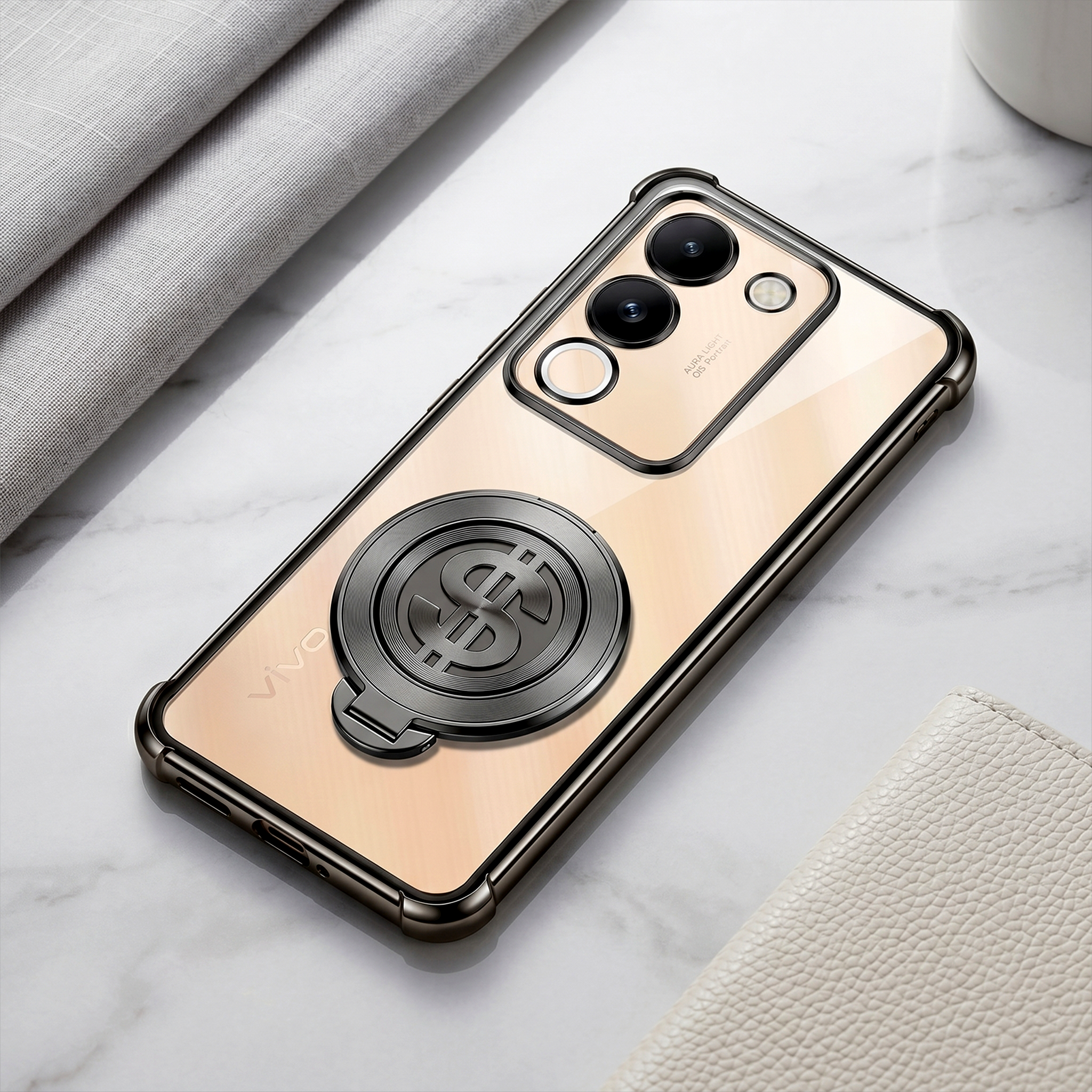 Vivo Y200 5G Four Corner Airbags 100% Original Astro Money Magnet Rotating Dollar Case