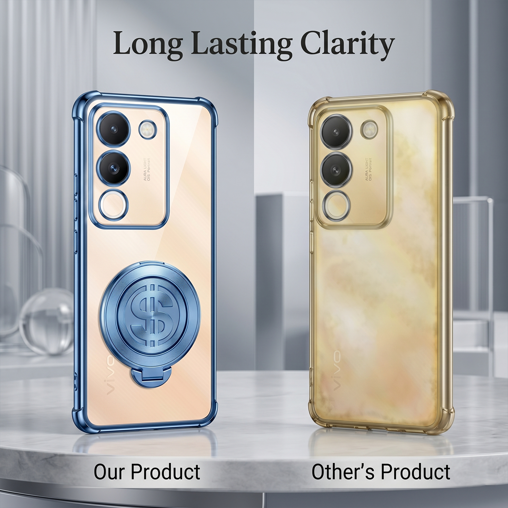 Vivo Y200 5G Four Corner Airbags 100% Original Astro Money Magnet Rotating Dollar Case