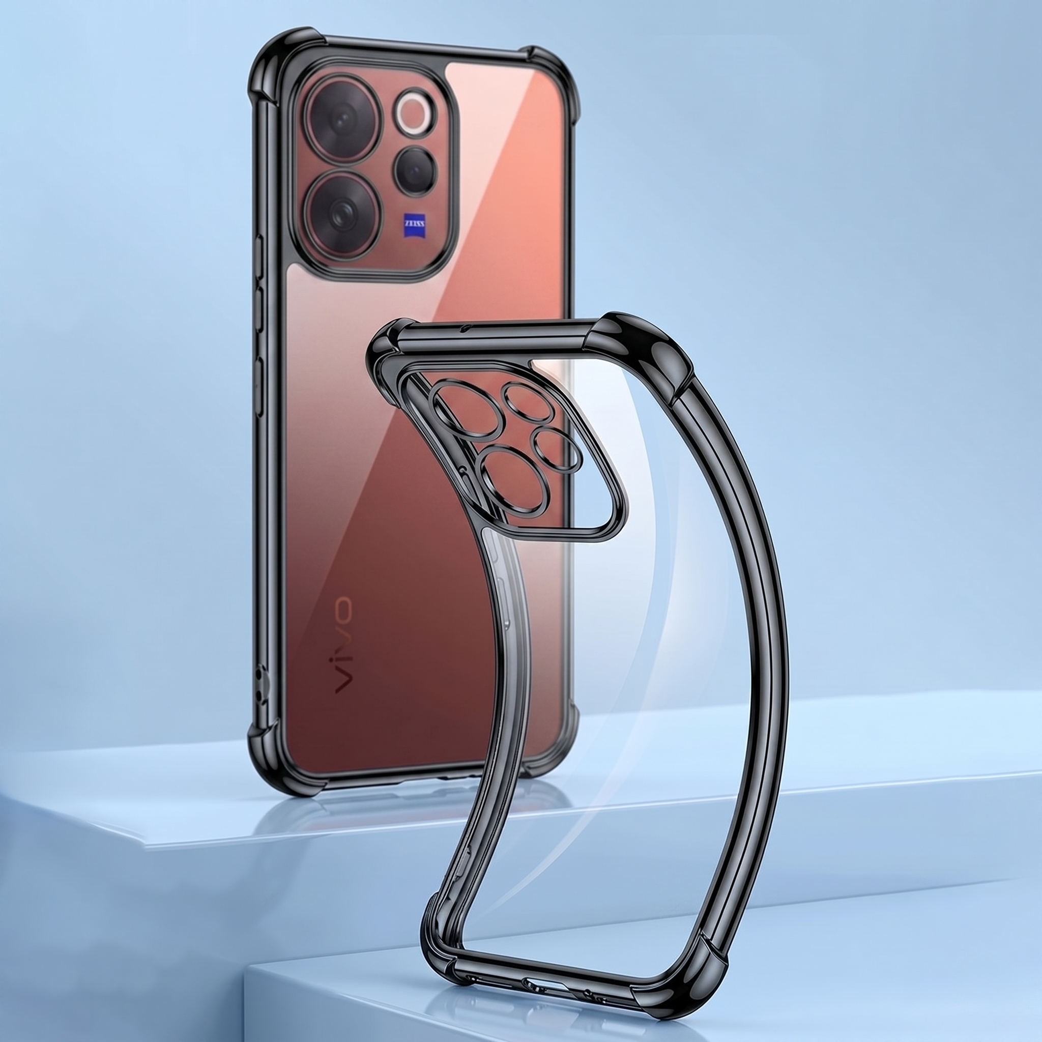 Vivo V70 5G Anti-Yellow Electroplating Transparent Airbags Case