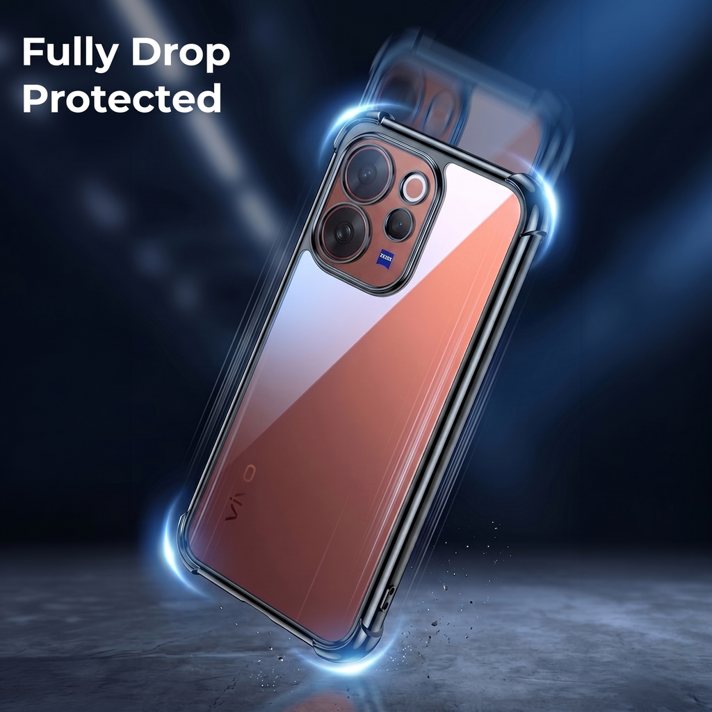Vivo V70 5G Anti-Yellow Electroplating Transparent Airbags Case