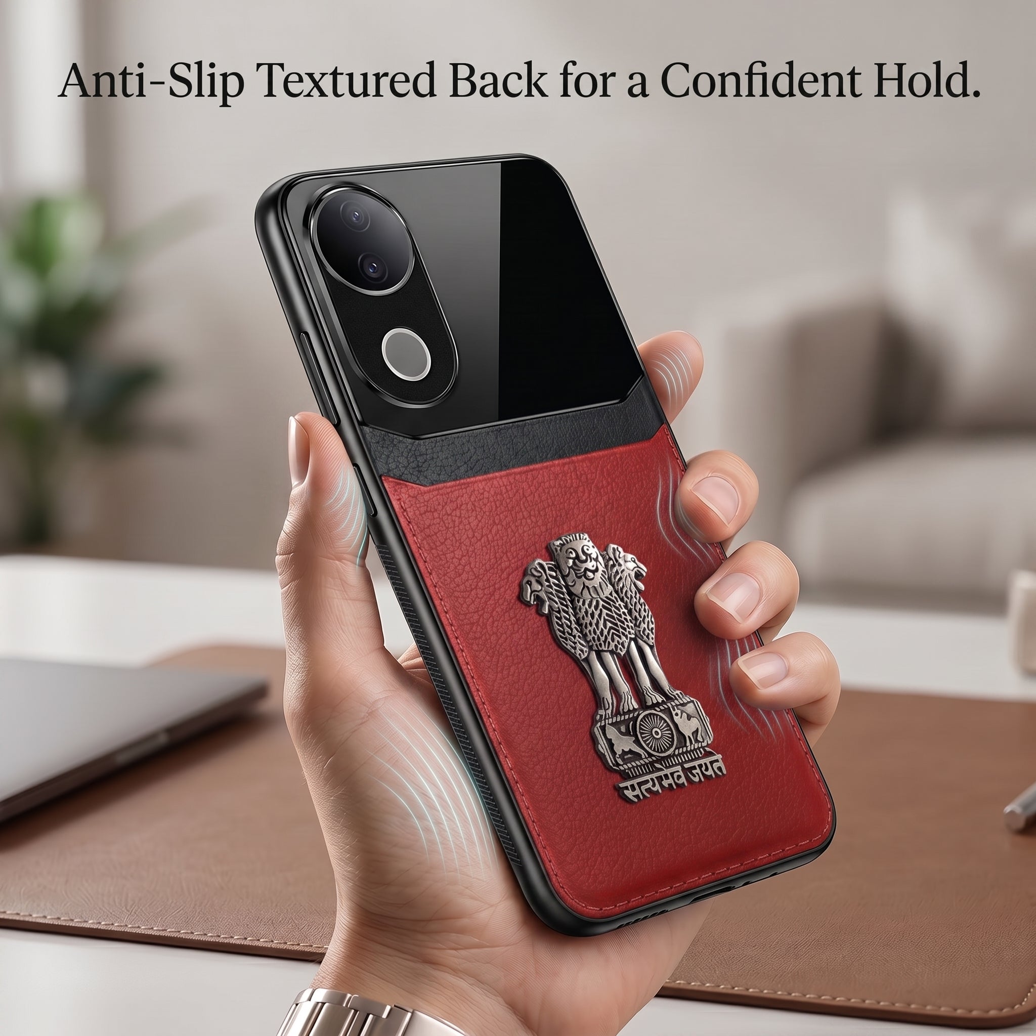 Vivo V50 5G Satyamev Jayate 3D Metal Leather Back Case