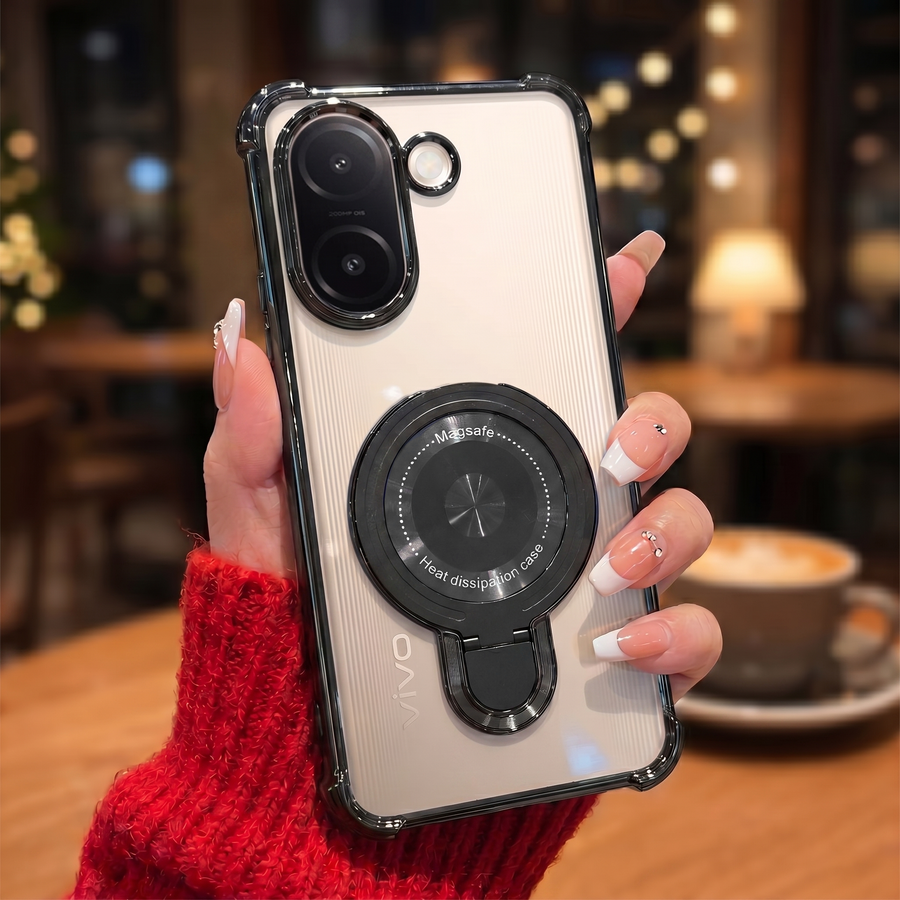 Vivo V60e 5G Luxury Four Corner Invincible Bracket Ring Stand Case