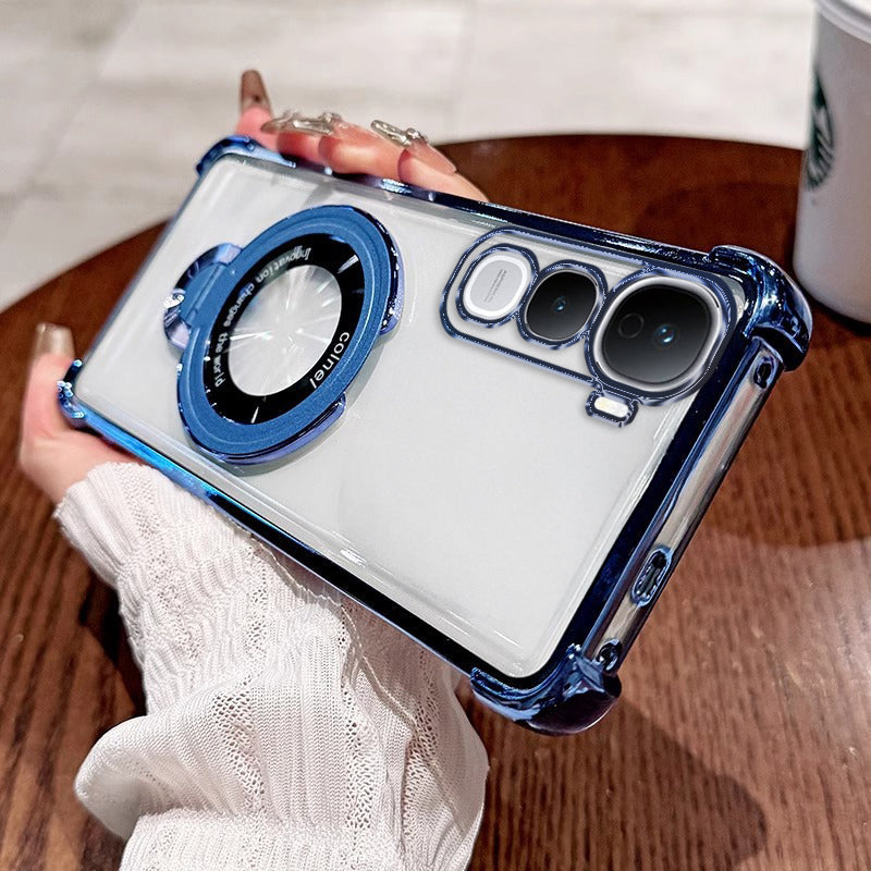 Vivo Y400 Pro 5G Original Luxury Magnifier Ring Stand Shockproof Airbags Corner Case (Buy 1 Get 1 Free Surprise Cover)