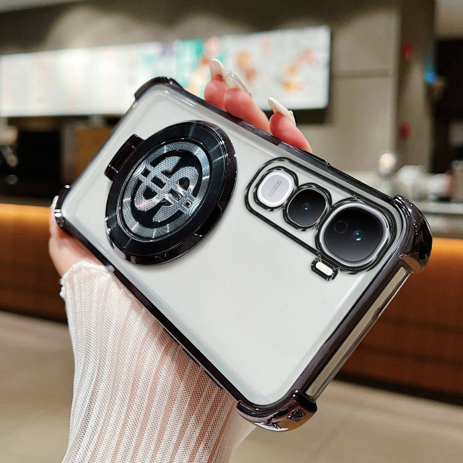Vivo Y400 Pro 5G Four Corner Airbags 100% Original Astro Money Magnet Rotating Dollar Case (Buy 1 Get 1 Free Surprise Cover)