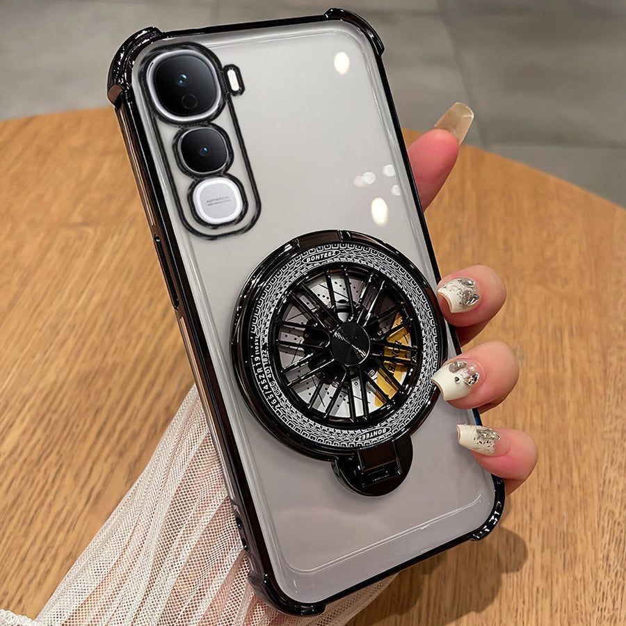 Vivo Y400 Pro 5G Premium Stress Buster Wheel Rotating Shockproof Airbags Case (Buy 1 Get 1 Free Surprise Cover)