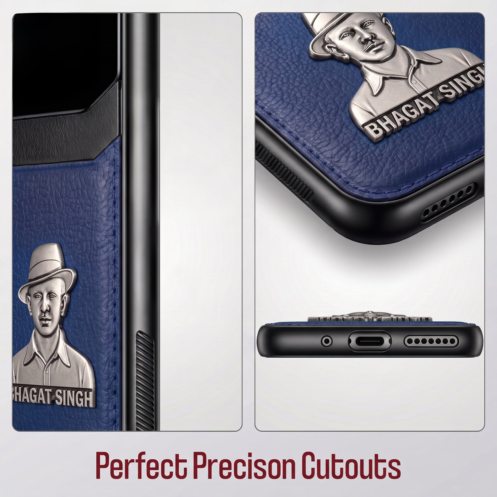 Oppo Reno 10 5G Shaheed Bhagat Singh 3D Metal Leather Back Case