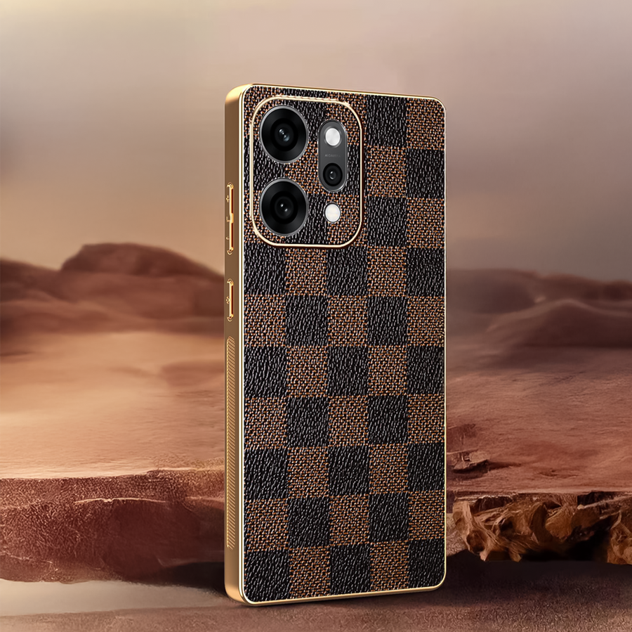 Oppo Reno 14 5G Luxury Checkered Leather Back Case