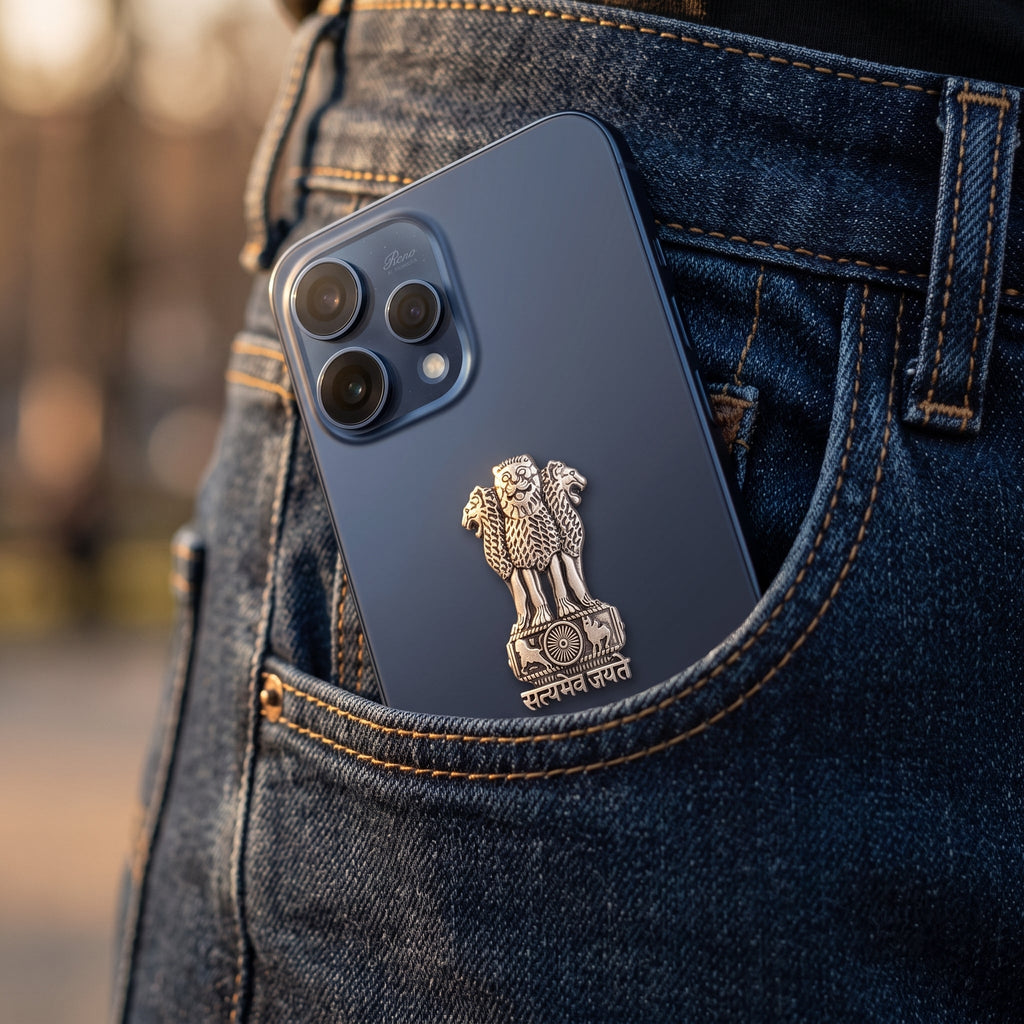 Oppo Reno 15 5G Compatible Satyamev Jayate 3D Metal Emblem Sticker