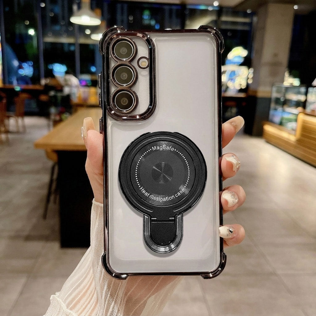 Samsung Galaxy A17 5G Luxury Four Corner Invincible Bracket Ring Stand Case