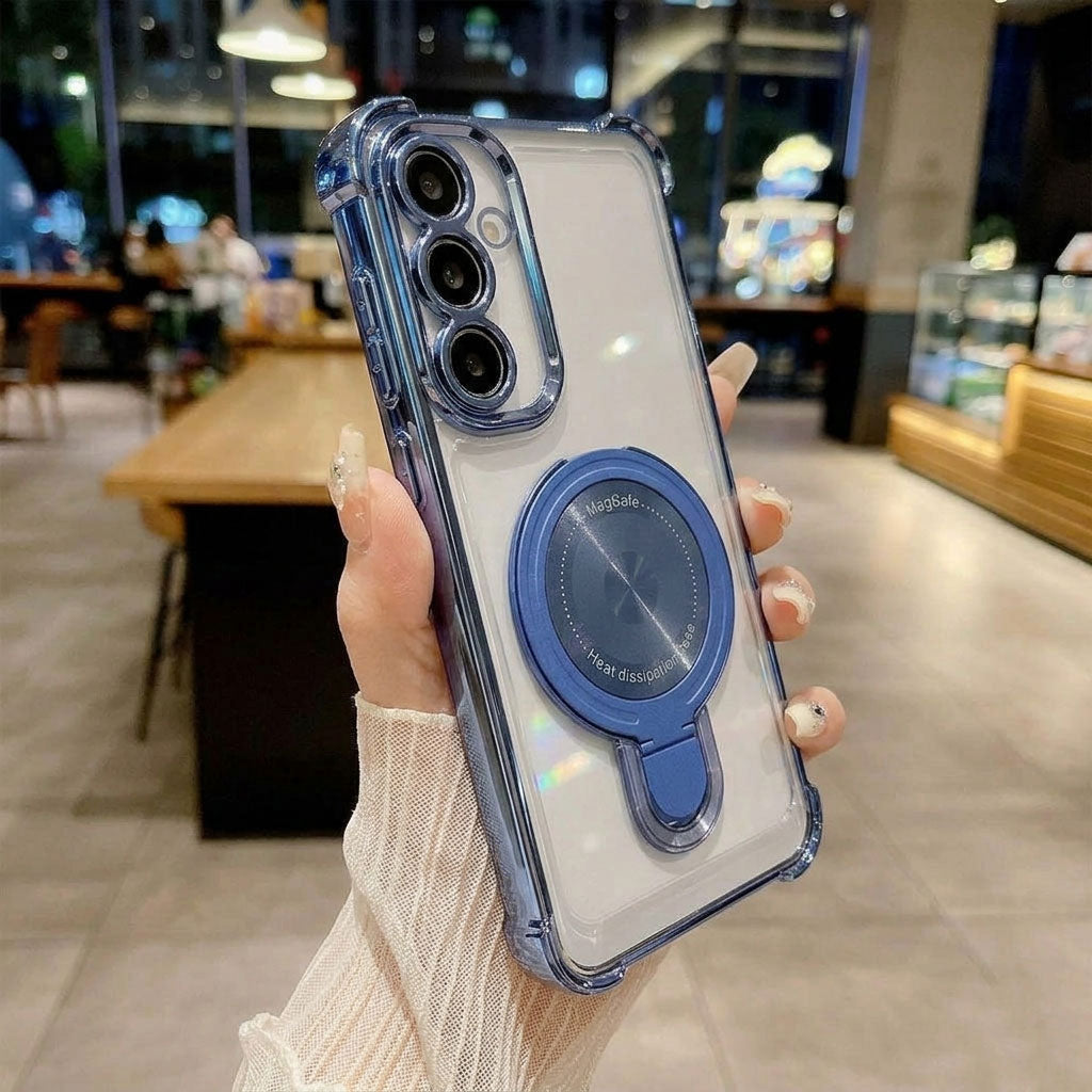 Samsung Galaxy M56 5G Luxury Four Corner Invincible Bracket Ring Stand Case