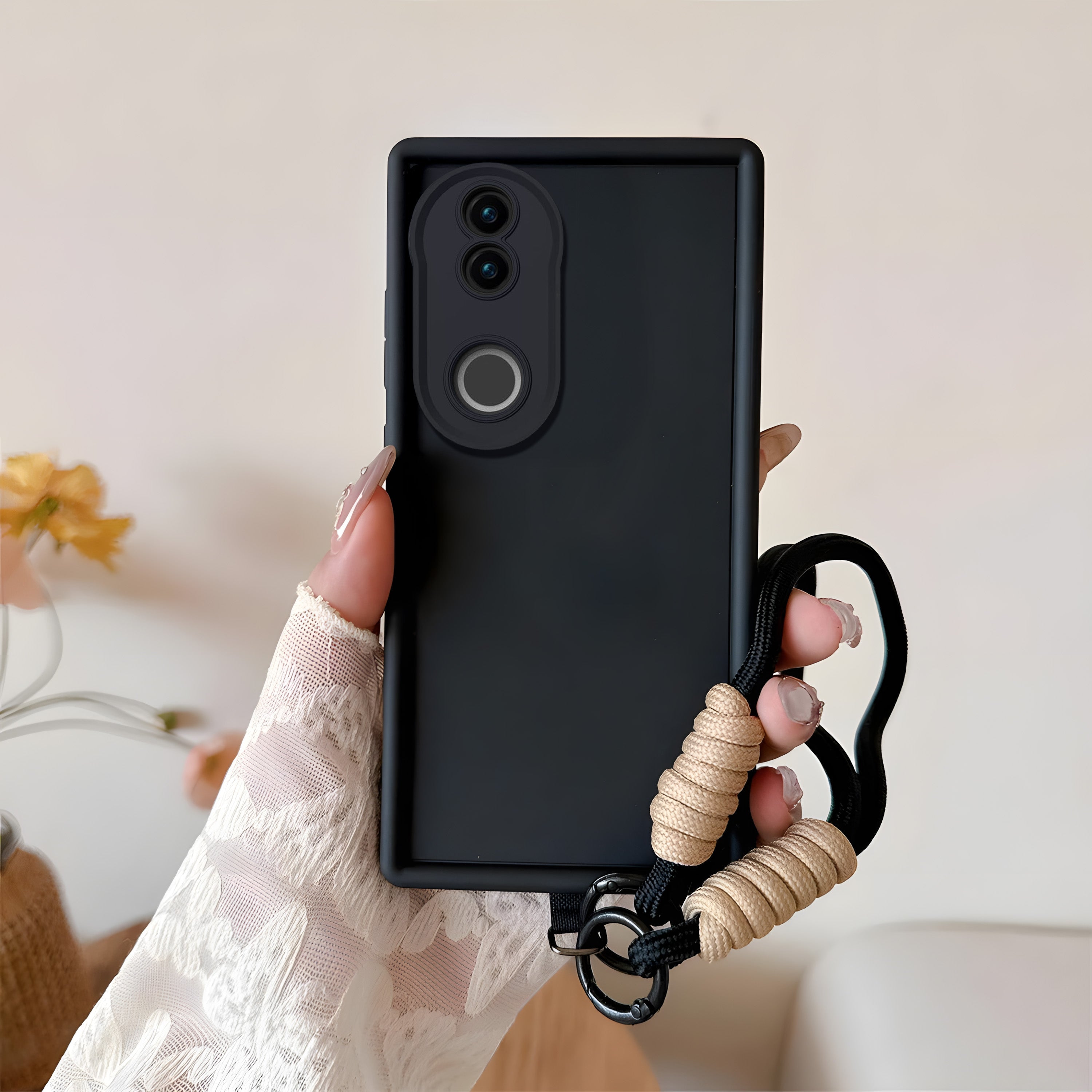 Vivo V50 5G Luxury Silicone Matte Case with Wrist Strap
