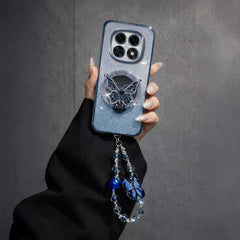 Redmi Note 14 Pro+ 5G Stunning Shimmer Electroplating Butterfly Stand Charm Case