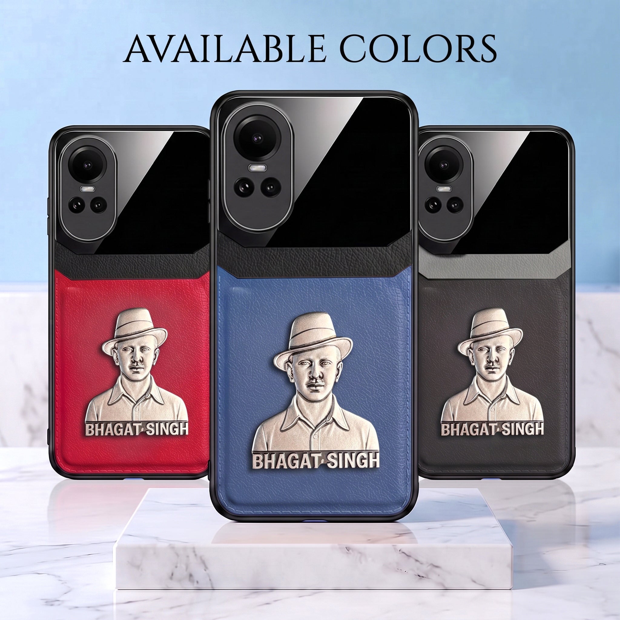 Oppo Reno 10 5G Shaheed Bhagat Singh 3D Metal Leather Back Case