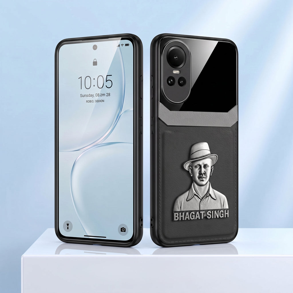 Oppo Reno 10 5G Shaheed Bhagat Singh 3D Metal Leather Back Case