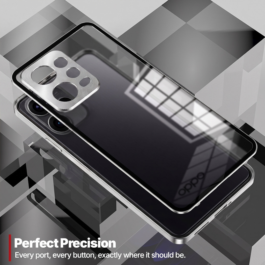 Oppo Reno 15 Pro Mini 5G Aluminium Metal Bumper Shield Transparent Back Case